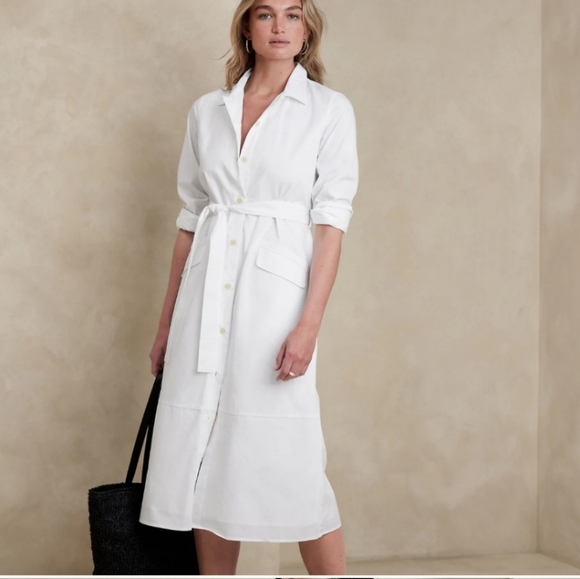 White cotton shirt dress - Picture 2 of 7